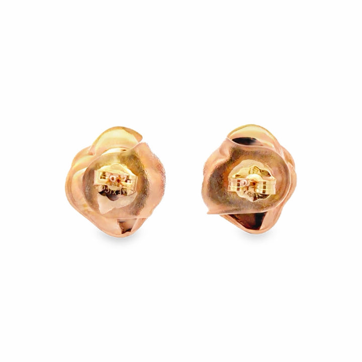 Estate 14K Rose Gold Sculpted Rose Flower Stud Earrings