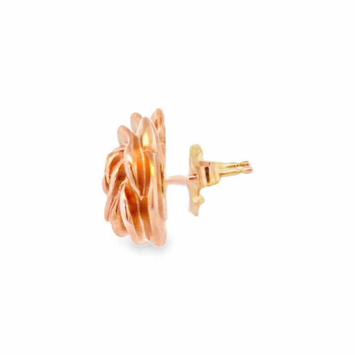 Estate 14K Rose Gold Sculpted Rose Flower Stud Earrings
