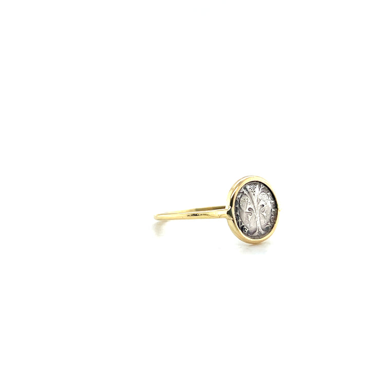18K Yellow Gold Replica Florin Coin Ring, Contemporary