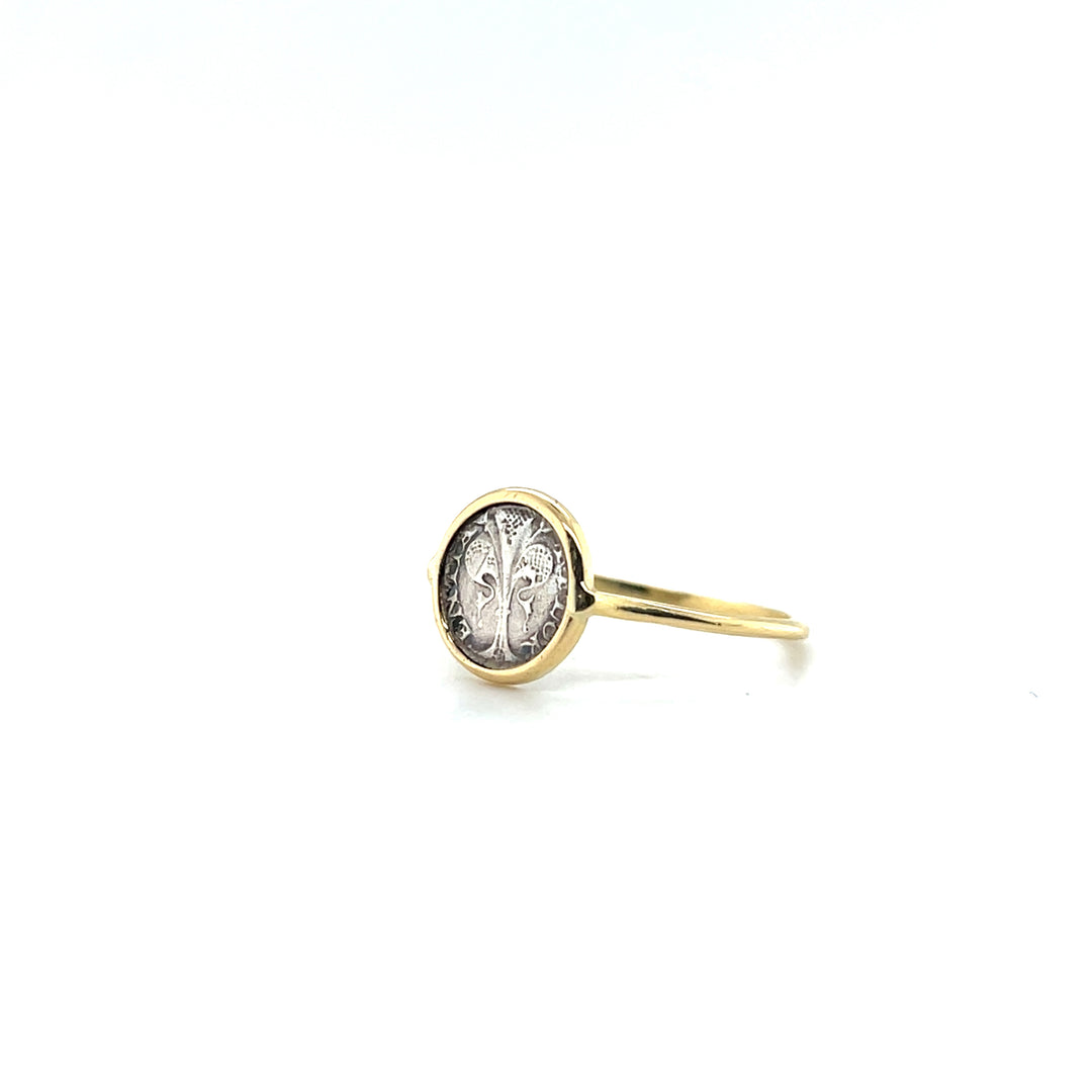 18K Yellow Gold Replica Florin Coin Ring, Contemporary