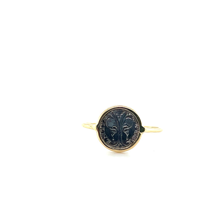 18K Yellow Gold Replica Florin Coin Ring, Contemporary