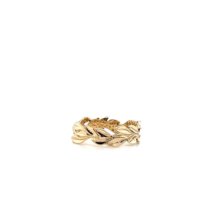 Estate 14KT Yellow Gold Leaf Pattern Band, Vintage
