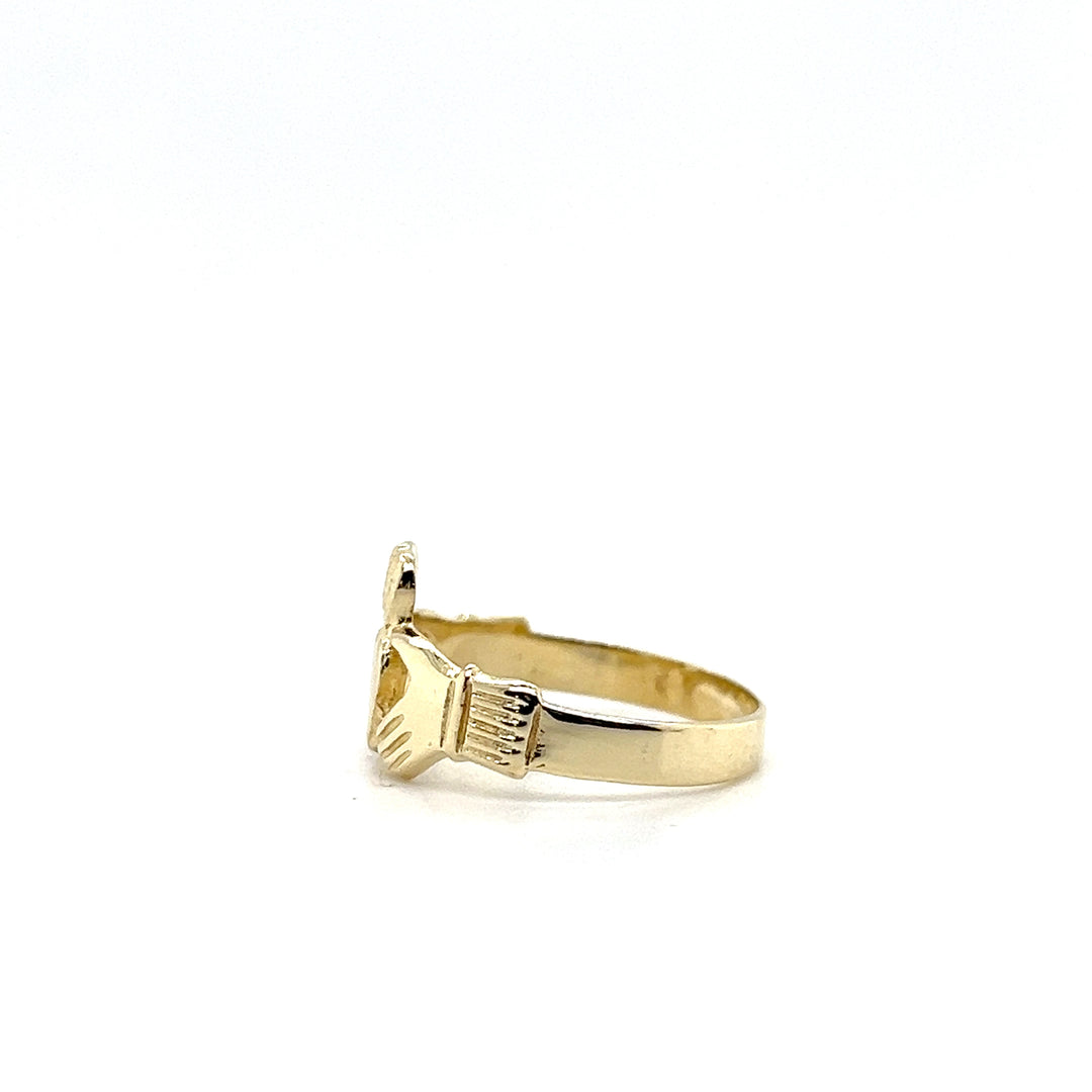 Estate 14KT Yellow Gold Claddagh Ring, Contemporary