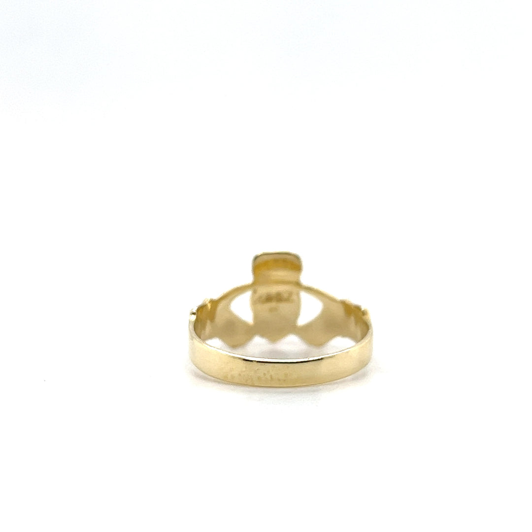 Estate 14KT Yellow Gold Claddagh Ring, Contemporary