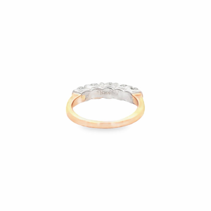 Estate 14K Yellow Gold 1.05CTW Leo Cut Diamond Five Stone Wedding Band