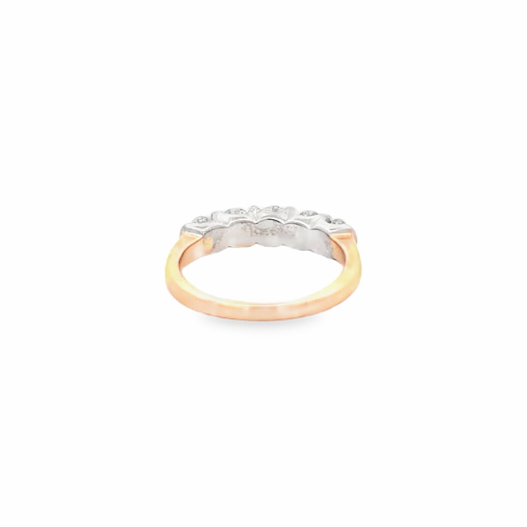Estate 14K Yellow Gold 1.05CTW Leo Cut Diamond Five Stone Wedding Band
