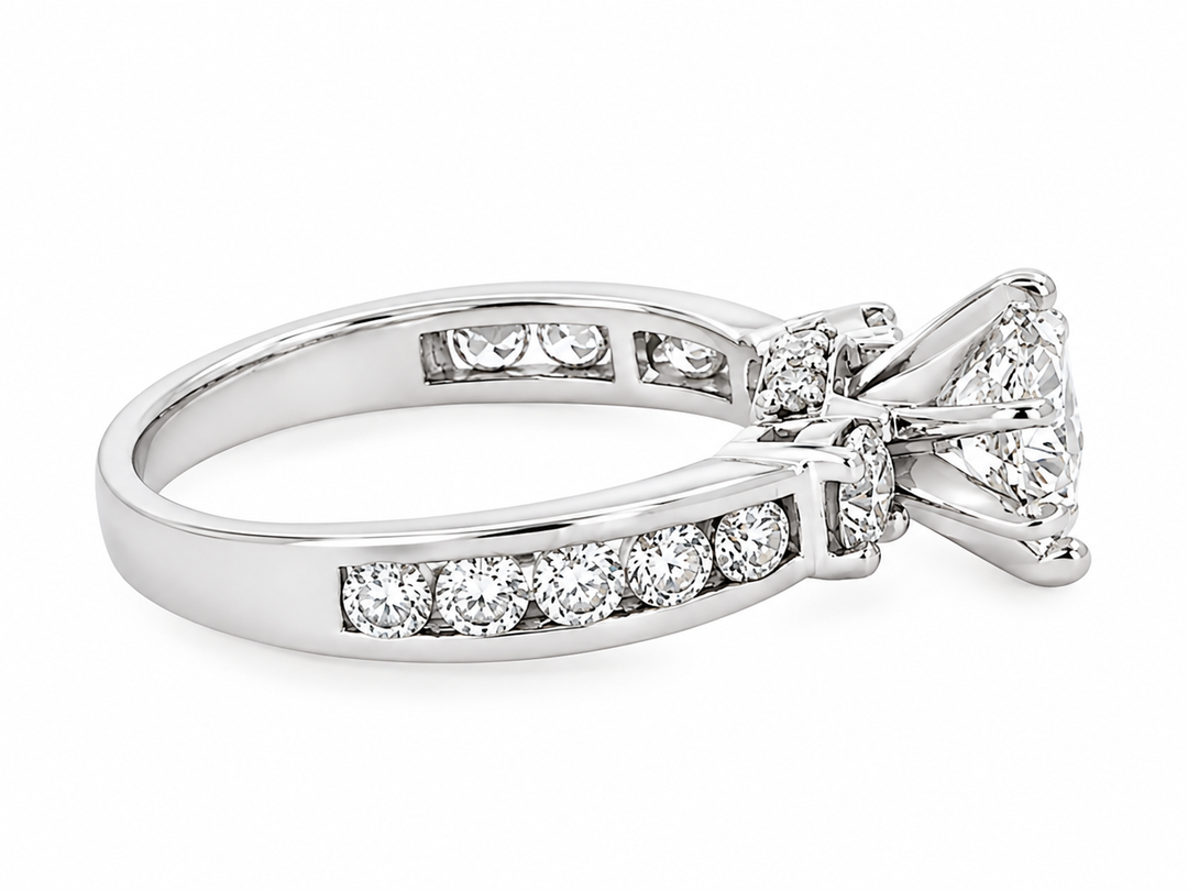 Estate 18K White Gold 1.99CTW Oval Diamond Classic Engagement Ring