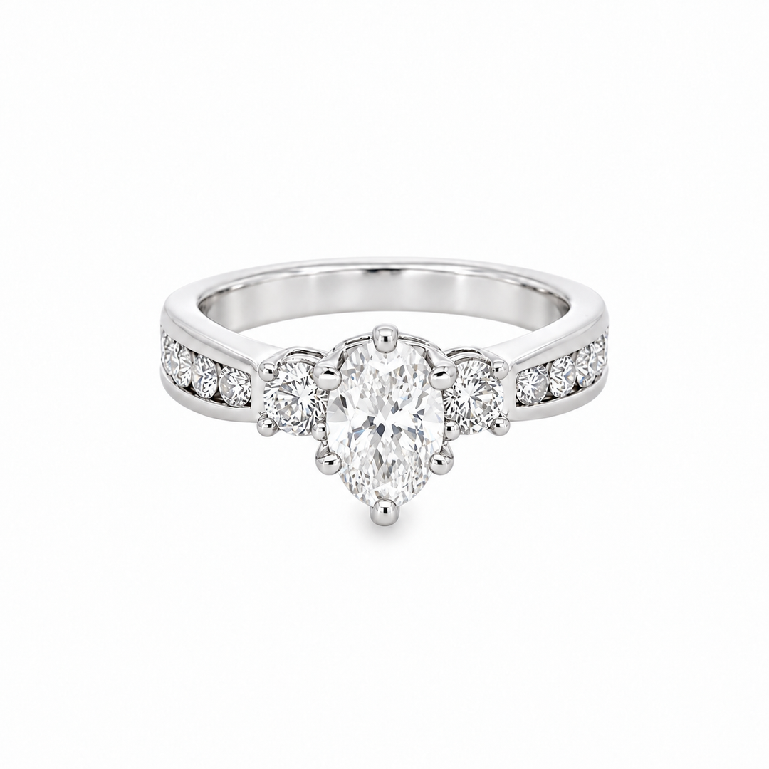 Estate 18K White Gold 1.99CTW Oval Diamond Classic Engagement Ring