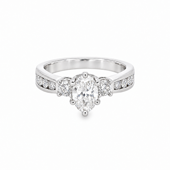Estate 18K White Gold 1.99CTW Oval Diamond Classic Engagement Ring