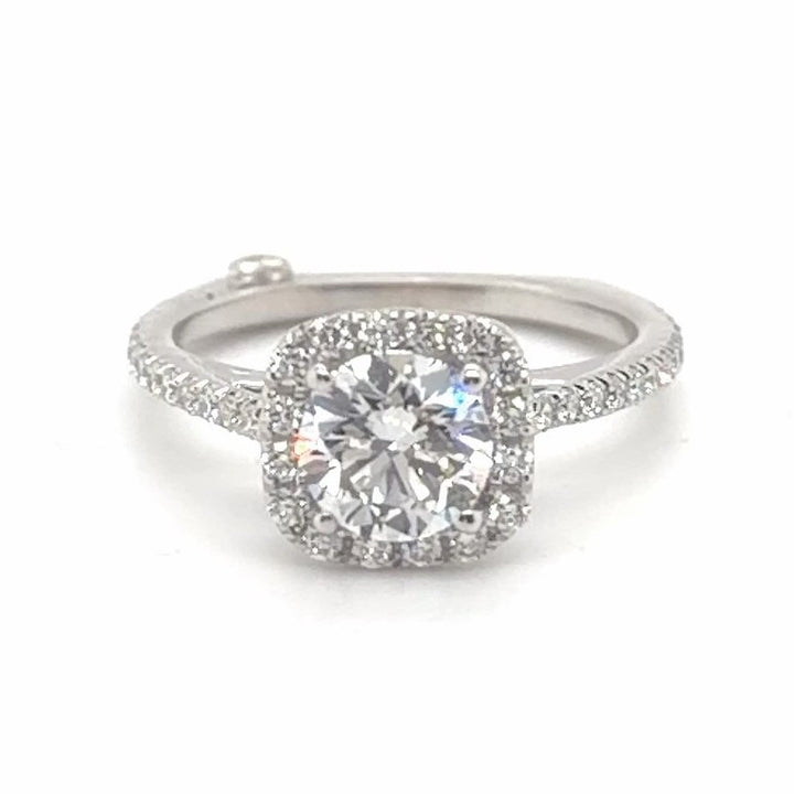 14K White Gold 1.40CTW Round Lab Diamond Halo Engagement Ring