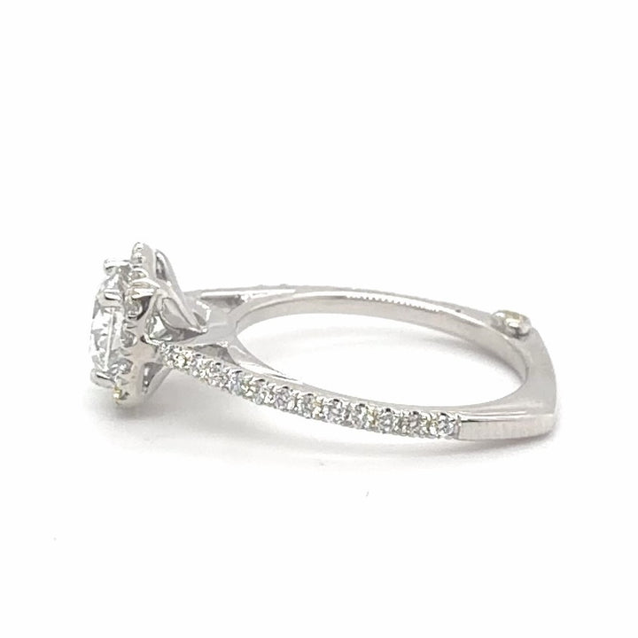 14K White Gold 1.40CTW Round Lab Diamond Halo Engagement Ring