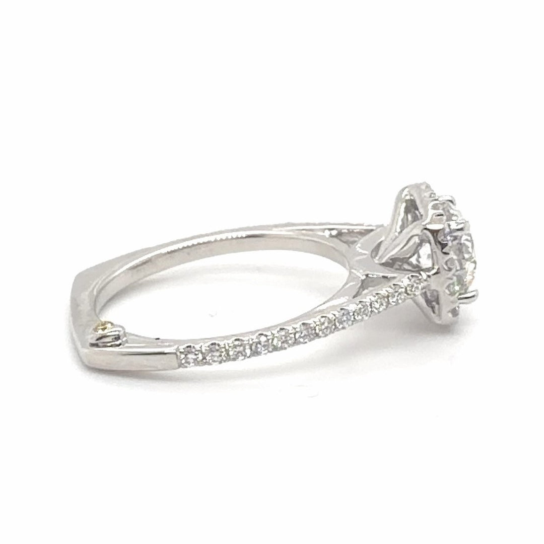 14K White Gold 1.40CTW Round Lab Diamond Halo Engagement Ring