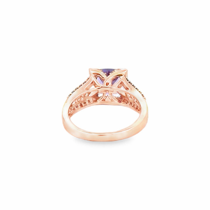 Estate 14K Rose Gold 2.98CTW Cushion Tanzanite & Diamond Ring by Le Vian