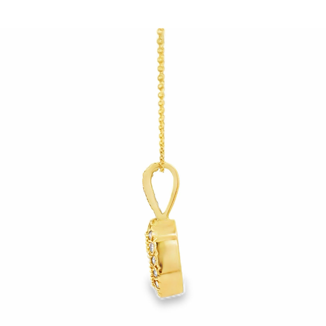 Estate 18K Yellow Gold Oval Opal & Diamond Halo Pendant