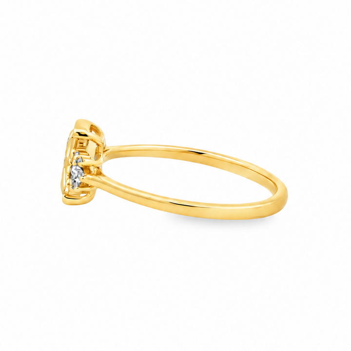 Estate 14K Yellow Gold Cushion Orange Topaz & Diamond Ring