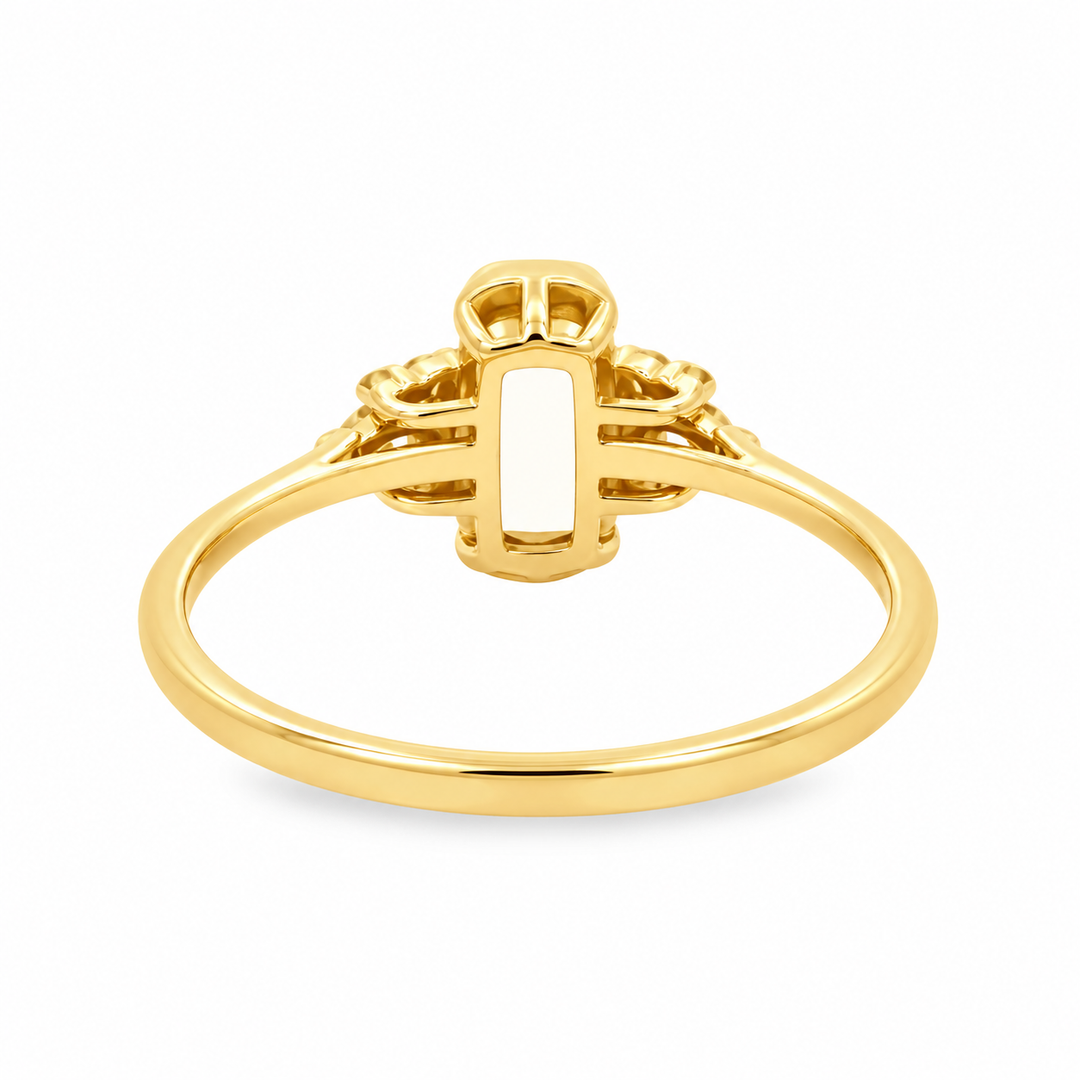 Estate 14K Yellow Gold Cushion Orange Topaz & Diamond Ring