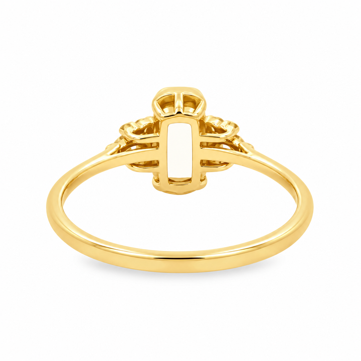 Estate 14K Yellow Gold Cushion Orange Topaz & Diamond Ring
