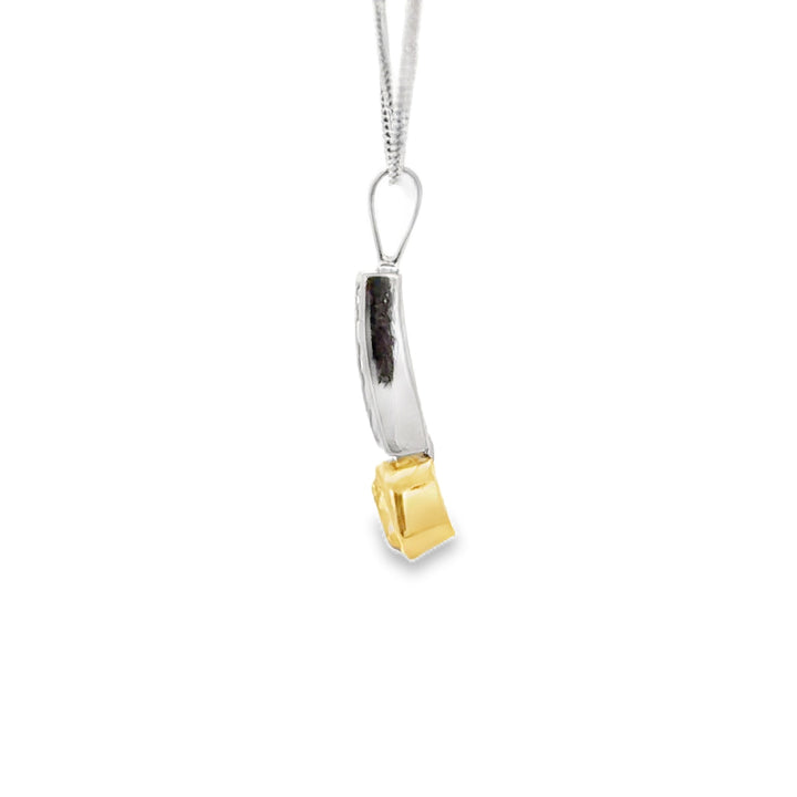 Estate 14K Two Tone Gold 0.46CTW White & Yellow Diamond Line Pendant