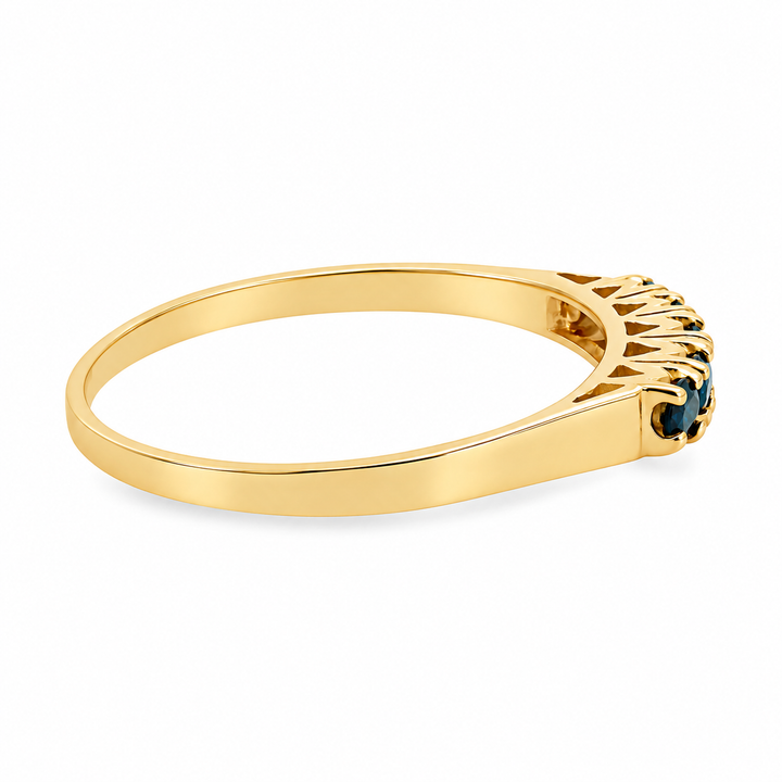 Estate 14K Yellow Gold 0.25CTW Blue Sapphire Five-Stone Band