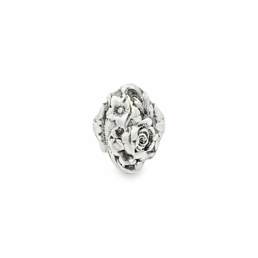 Estate Sterling Silver Rose Flower Ring