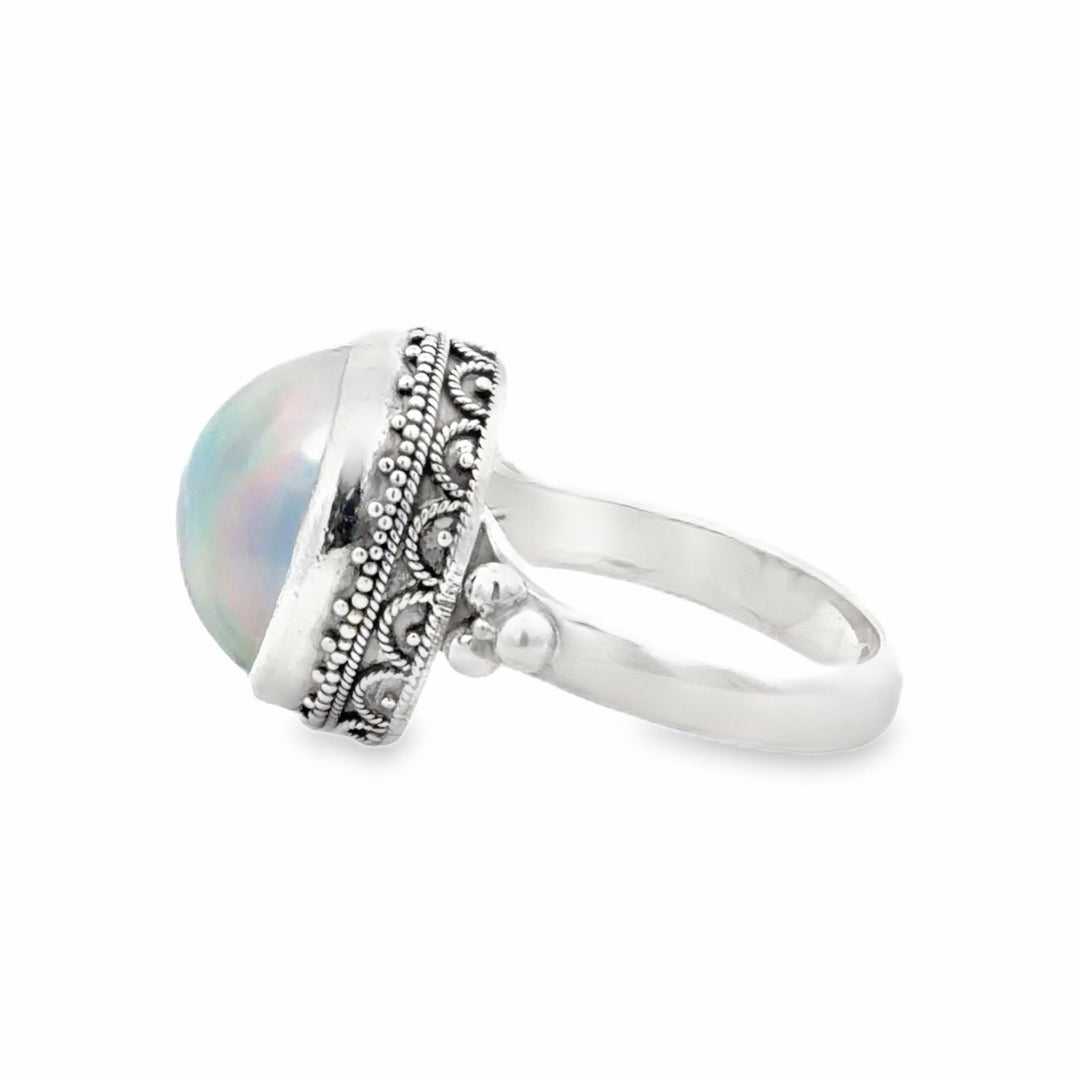 Estate Sterling Silver 14.5MM Pearl Solitaire Ring