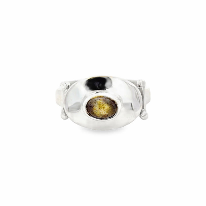 Estate Sterling Silver Oval Labradorite Solitaire Ring
