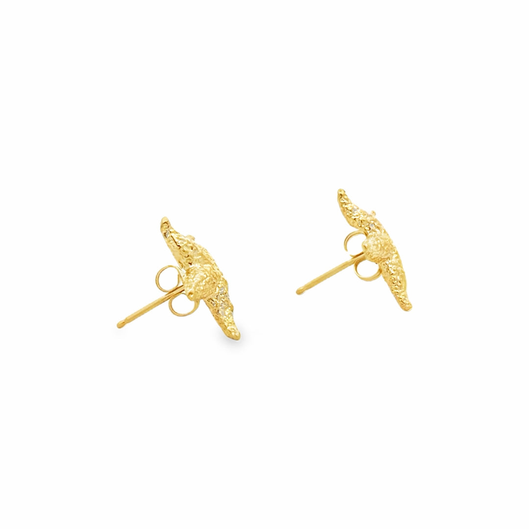 Estate 14K Yellow Gold Textured Starfish Stud Earrings