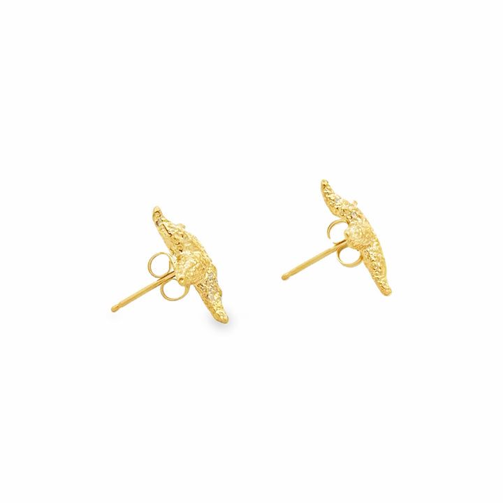 Estate 14K Yellow Gold Textured Starfish Stud Earrings