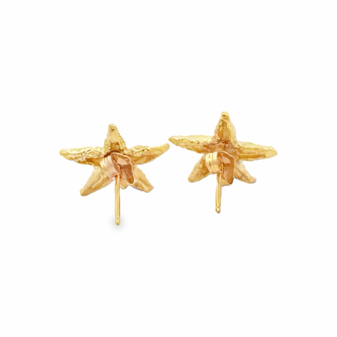 Estate 14kt Yellow Gold Textured Starfish Stud Earrings