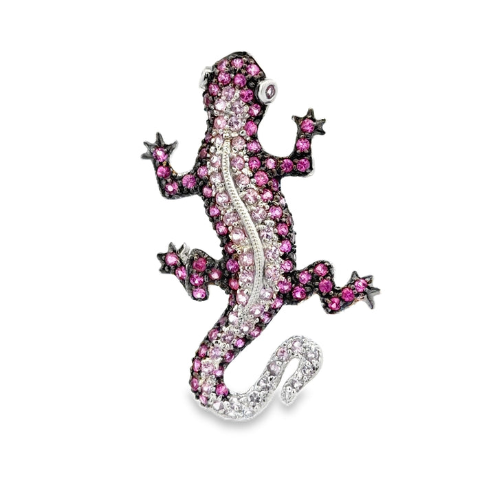 Estate 18K White Gold 3.24 Round Sapphire Pin Brooch