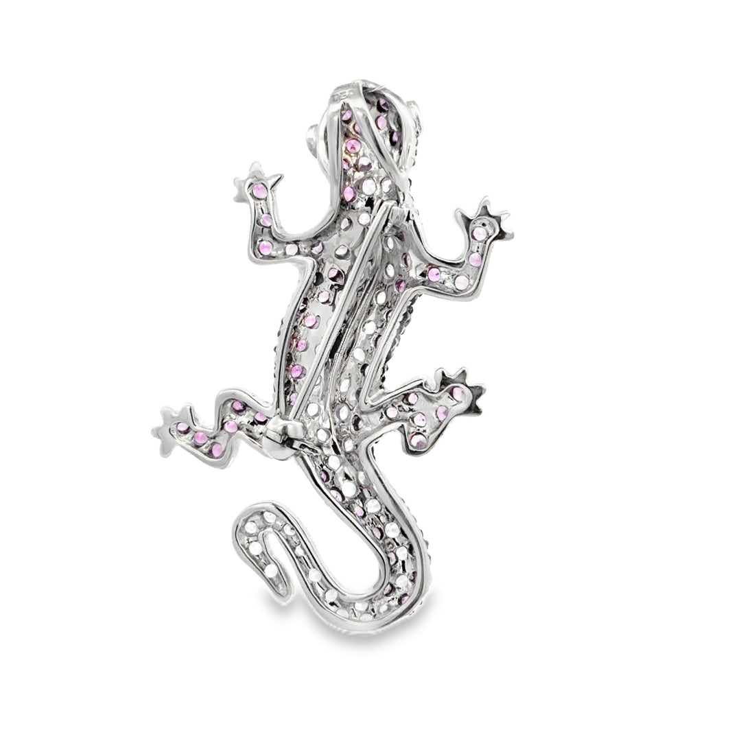 Estate 18K White Gold 3.24 Round Sapphire Pin Brooch