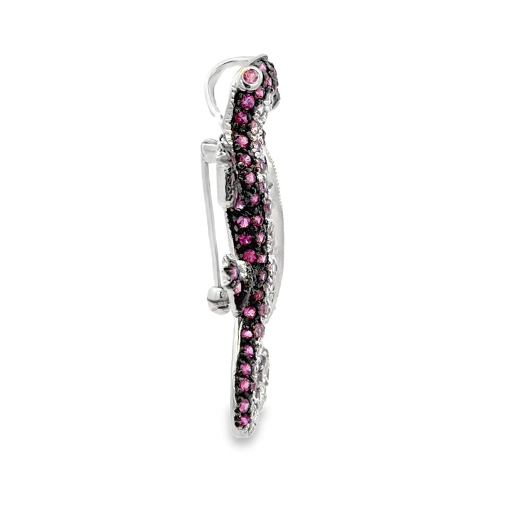 Estate 18K White Gold 3.24 Round Sapphire Pin Brooch