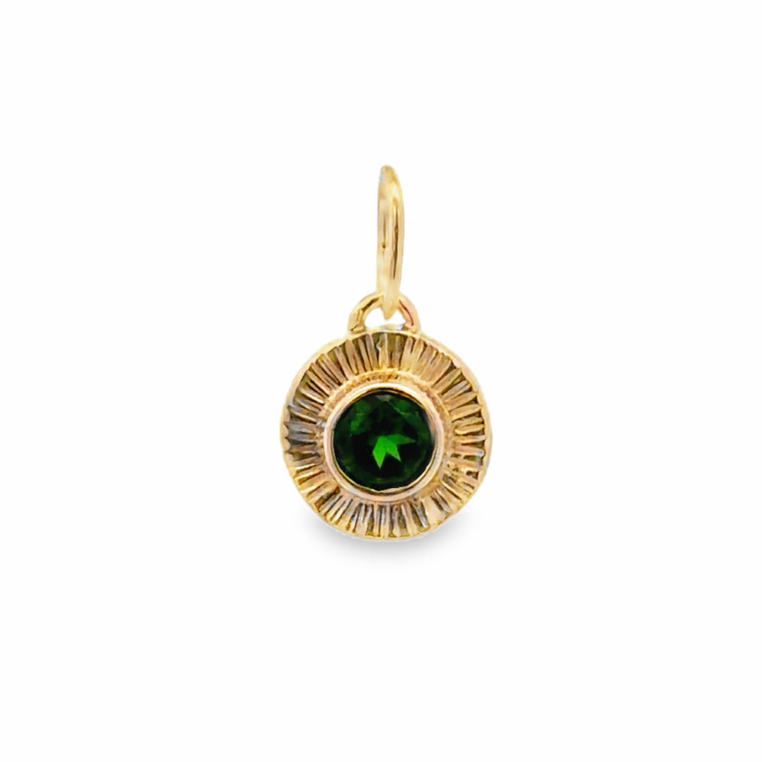 Estate 14K Yellow Gold 4MM Chrome Diopside Solitaire Pendant