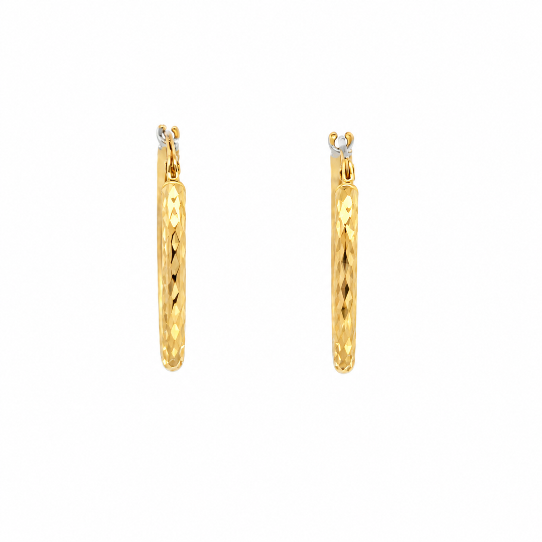 Estate 14K Yellow Gold Diamond-Cut Hoop Earrings