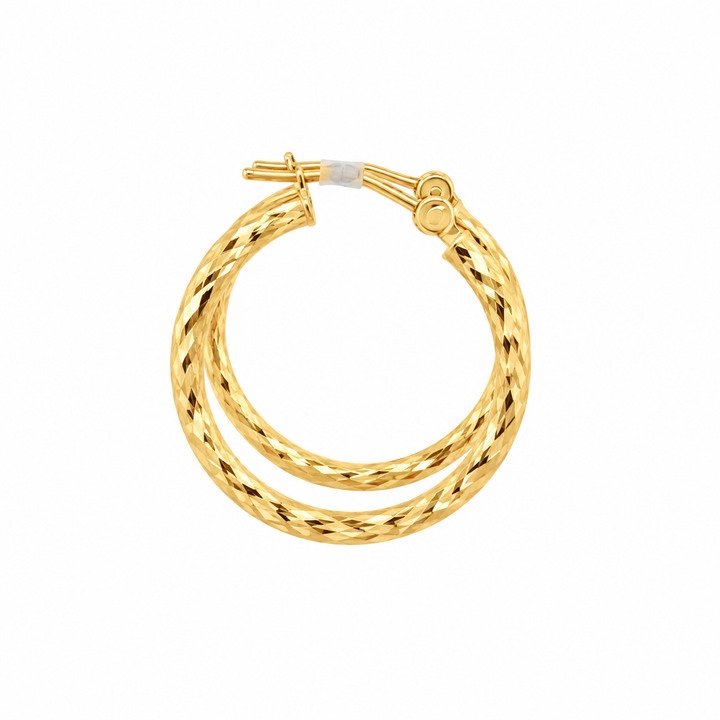 Estate 14K Yellow Gold Diamond-Cut Hoop Earrings