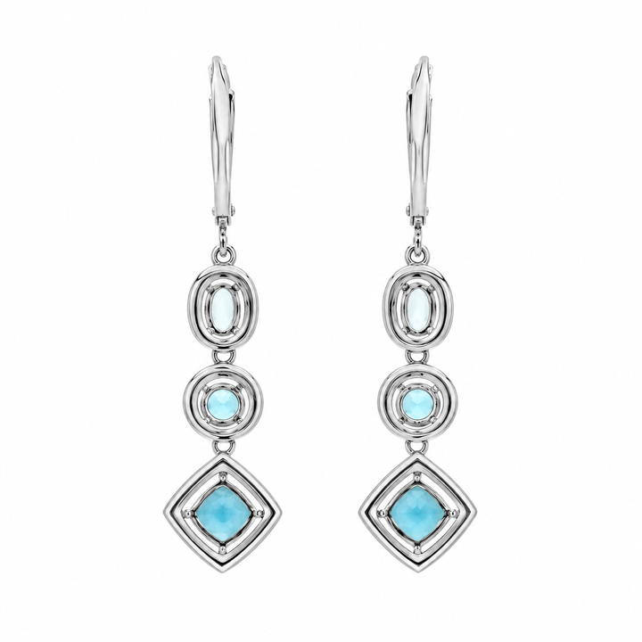 Estate Sterling Silver 2.50CTW Blue Topaz Cluster Drop Earrings