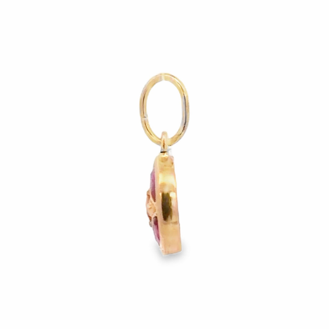 Estate 22K Yellow Gold 0.52CTW Marquise Ruby Cluster Pendant