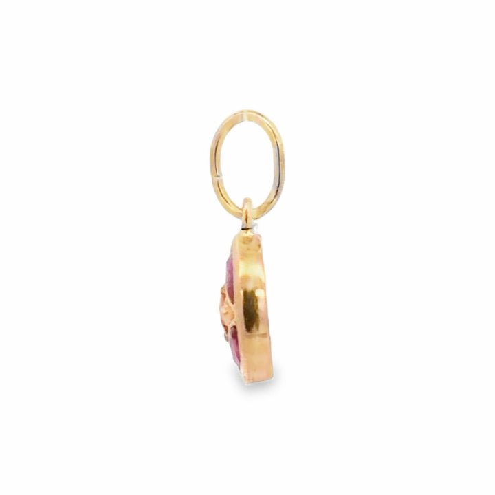 Estate 22K Yellow Gold 0.52CTW Marquise Ruby Cluster Pendant