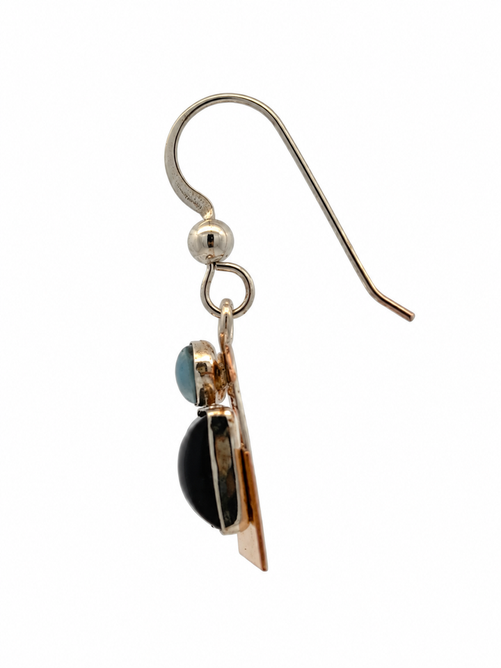 Estate Opal Doublet Black Onyx Drop Earrings