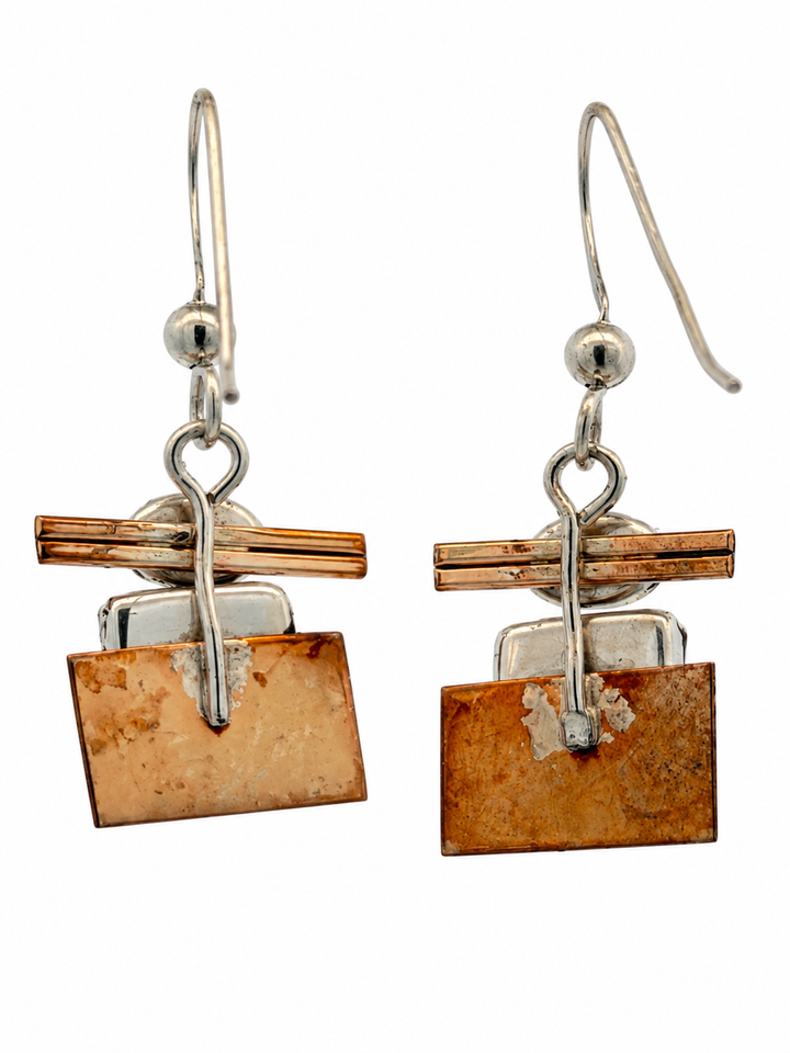 Estate Opal Doublet Black Onyx Drop Earrings