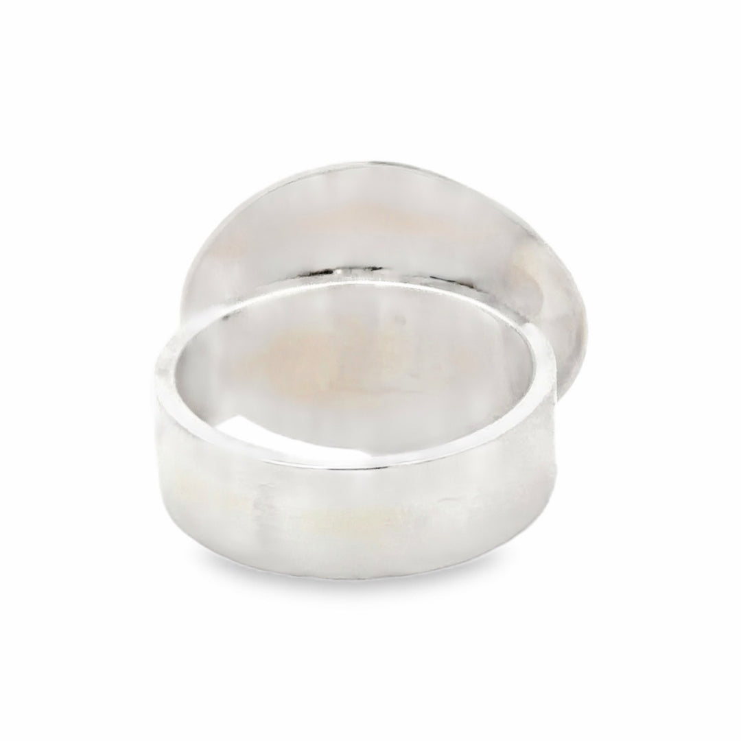 Estate Sterling Silver White Quartz Druzy Solitaire Ring