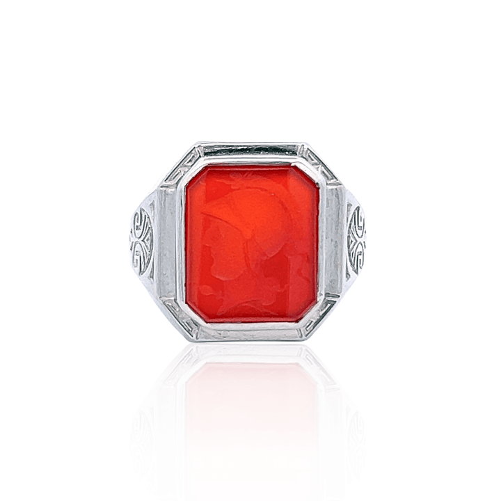 Estate 10K White Gold Sardonyx Intaglio Vintage Ring