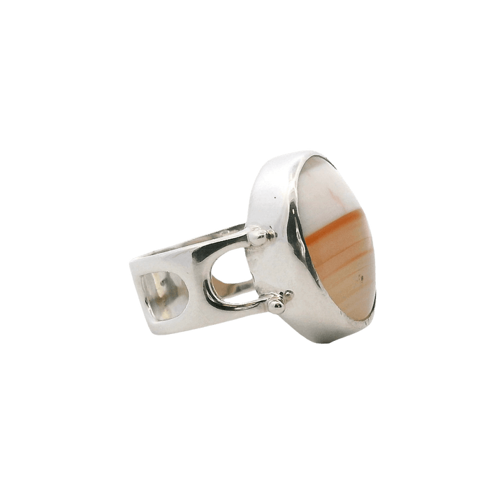 Estate Sterling Silver Oval Banded Agate Ring