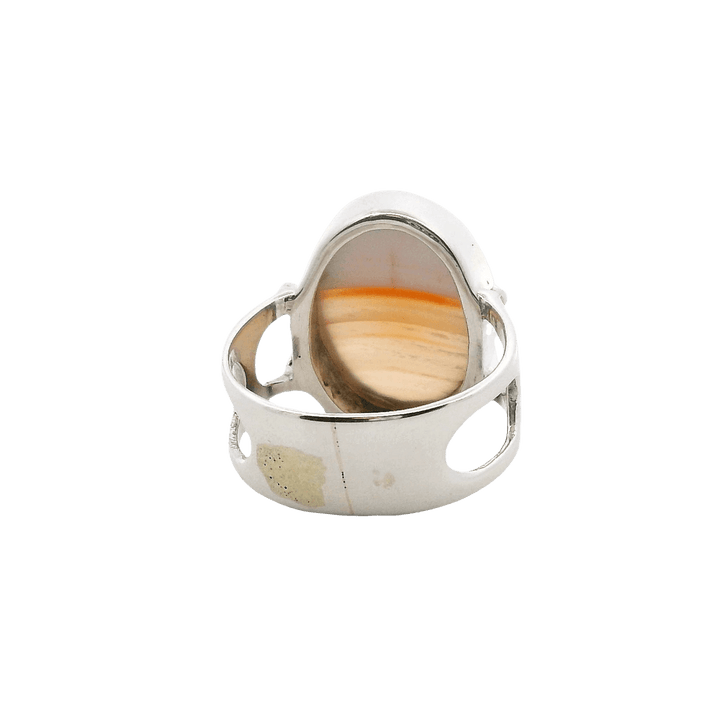 Estate Sterling Silver Oval Banded Agate Ring