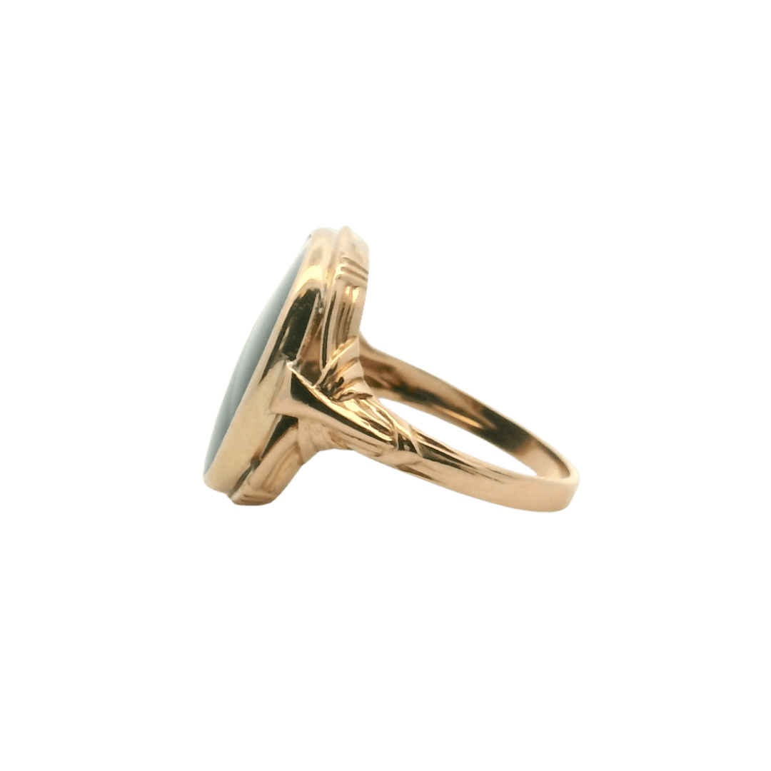 Estate 14K Yellow Gold Oval Black Onyx Vintage Ring