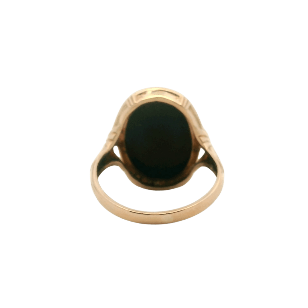 Estate 14K Yellow Gold Oval Black Onyx Vintage Ring