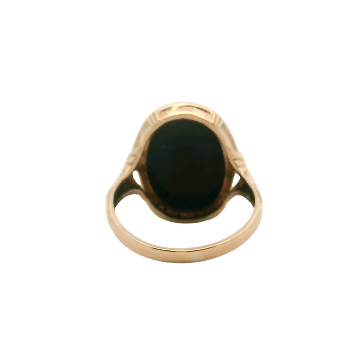 Estate 14K Yellow Gold Oval Black Onyx Vintage Ring