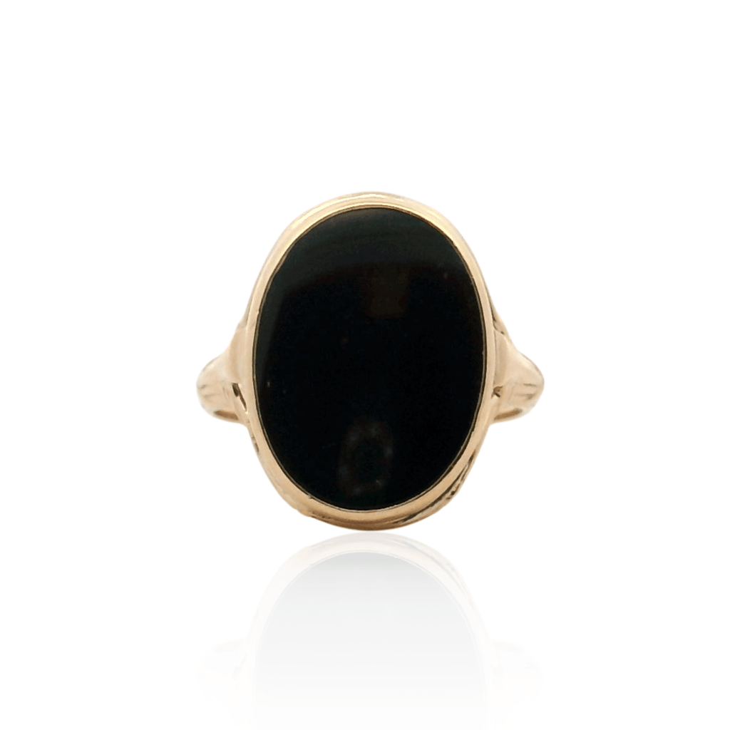 Estate 14K Yellow Gold Oval Black Onyx Vintage Ring – Nelson