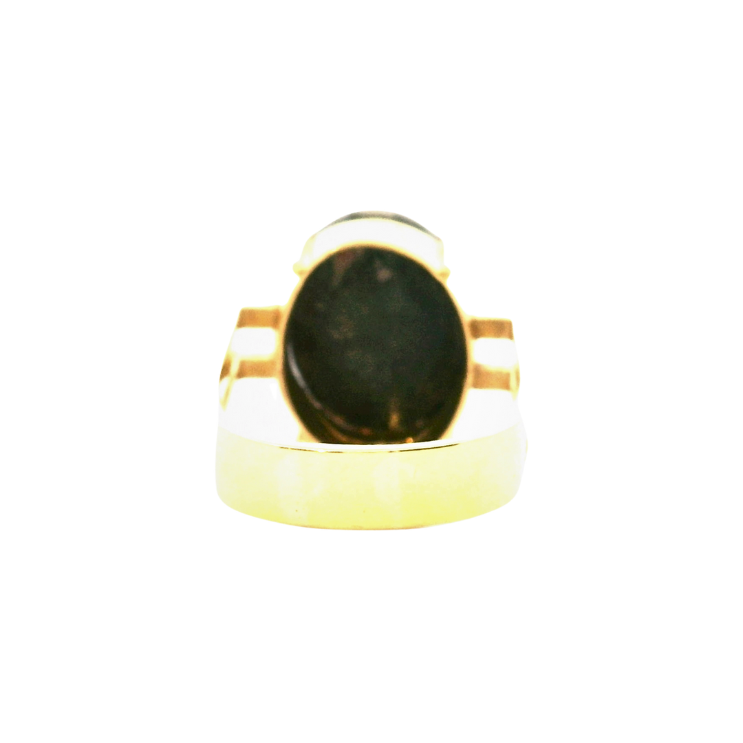 Estate 18K Yellow Gold Vintage Oval Ammolite Triplet Ring