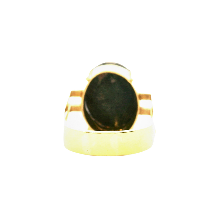 Estate 18K Yellow Gold Vintage Oval Ammolite Triplet Ring